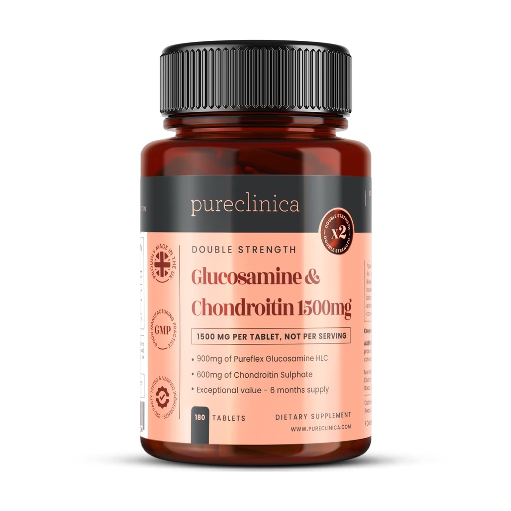 pureclinica Hohe Festigkeit 1500mg Glucosamin HCL & Chondroitin x 180 Tabletten