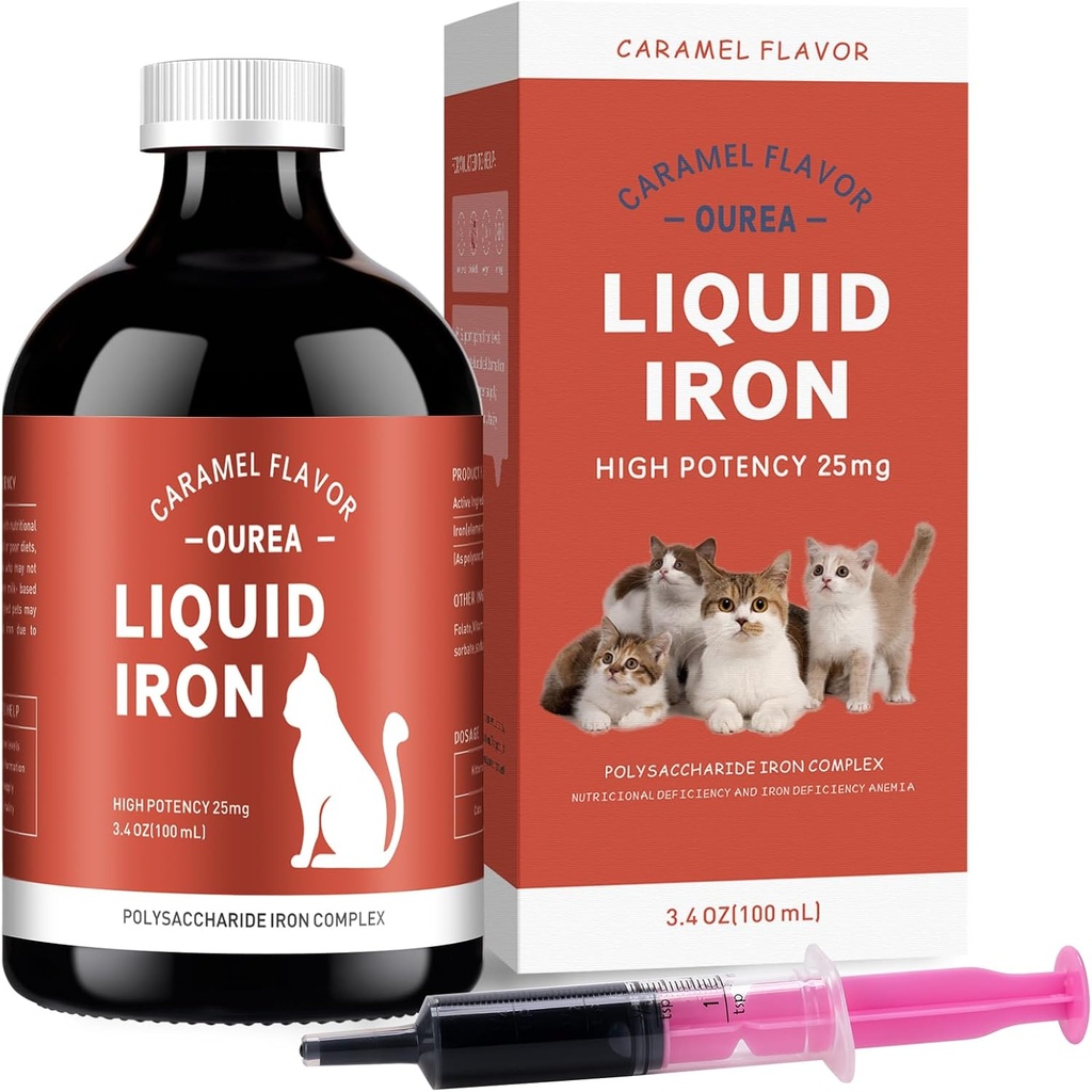 Eisen-Ergänzungen für Katzen - Flüssiges Eisen für Anämie mit Katzen-Vitamine, unterstützen Eisen-Level, fördern Red Cell, Boost Energy und Vitalität in der Katzengesundheit, 3.4oz(100ml)