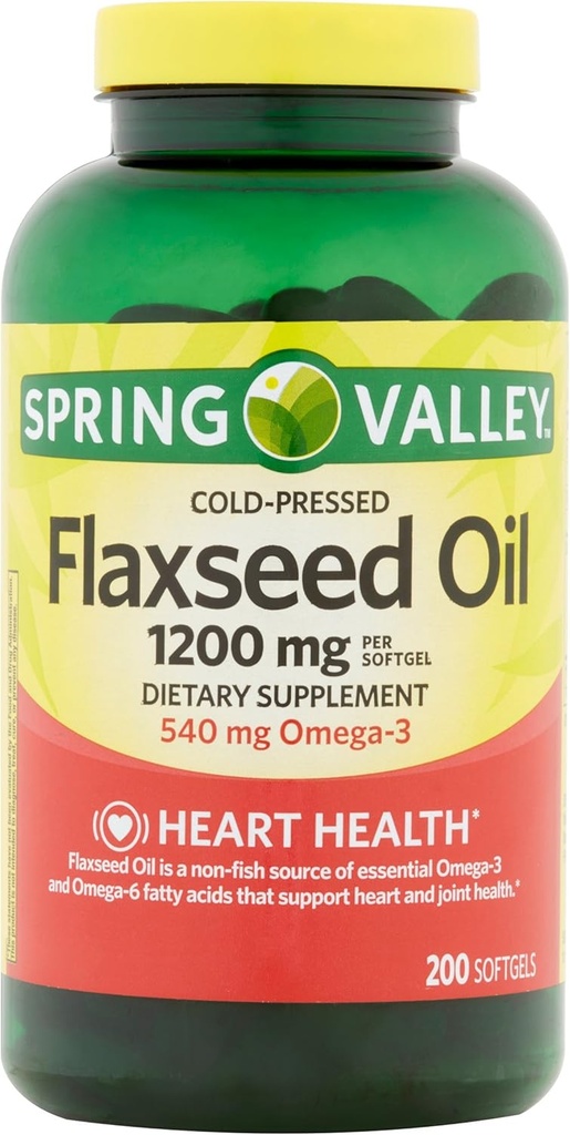 Spring Valley - Huile de lin 1200 mg, 200 Softgels