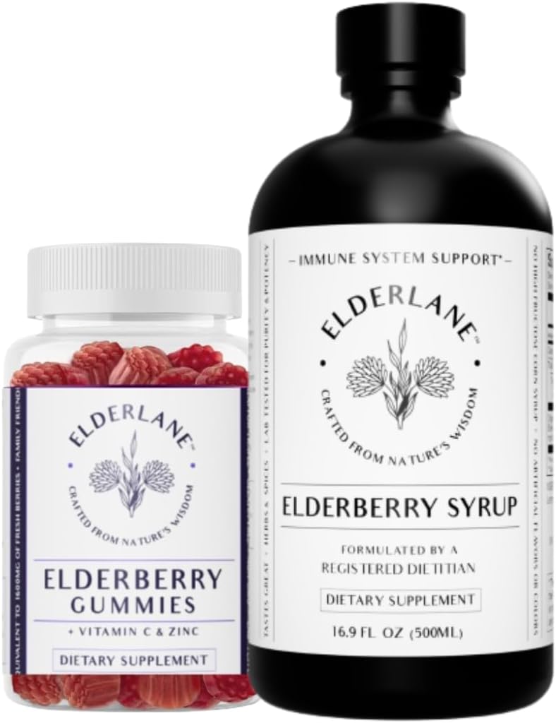 Elderlane Elderberry Syrup und Elderberry Gummies - Früher RD Naturals - Immununterstützungsergänzung für Erwachsene und Kinder - 16.9 Oz Syrup und 60ct Gummies