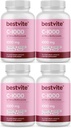 BESTVITE Vitamin C 1000mg (480 vegetarische Kapseln) (120 x 4) mit Citrus Bioflavinoiden - No Stearates - Vegan - Non GMO - Glutenfrei