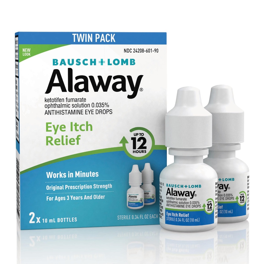 Alaway Antihistamin Augentropfen für juckende Augen, Fast-Acting, Bis zu 12-Hour Augen Itch Relief, Klinisch getestet Rezept-Strength Formel, 0.34 Fl Oz (Pack von 2)
