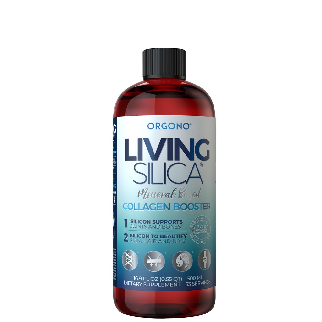 Orgono Living Silica Collagen Booster | Vegan Mineralbasierte Silica-Ergänzung | Unterstützt gesunde Collagen & Elastin-Produktion für Gelenk- & Knochen-Unterstützung, Glowing Skin, Strong Hair & Nails | 16.9 Fl Oz