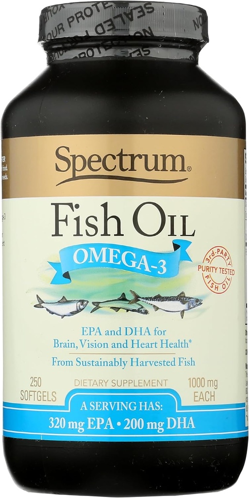 Spectrum Essentials Softgels, Fischöl Omega-3, 1000 mg, 250 Count