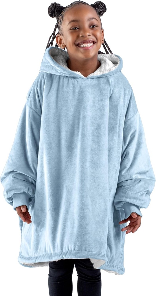 Bare Home Tragbare Decke Hoodie - Soft Plüsch Sherpa - Warm und Gemütlich - Überdimensionierte Tragbare Decke - Erwachsene & Kindergrößen