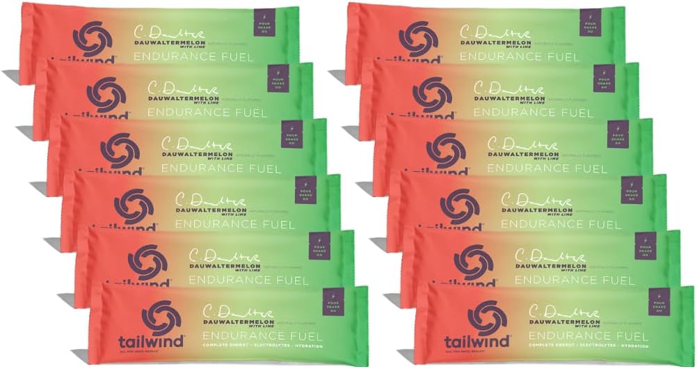 Tailwind Nutrition Endurance Fuel, Grab-and-Go Sports Drink Powder Mix mit Elektrolyten, Non-GMO, Frei von Soy, Dairy und Gluten, Vegan-Friendly, Dauwaltermelon, Pack von 12