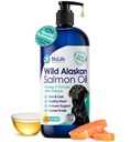 Huile de saumon de l'Alaska pure sauvage pour chiens, formule Omega 3, huile de poisson de chien liquide, supplément de peau et de manteau pour Shedding, peau de démangeaison sèche et allergies, EPA + acides gras DHA, bouteille de pompe de 32 oz