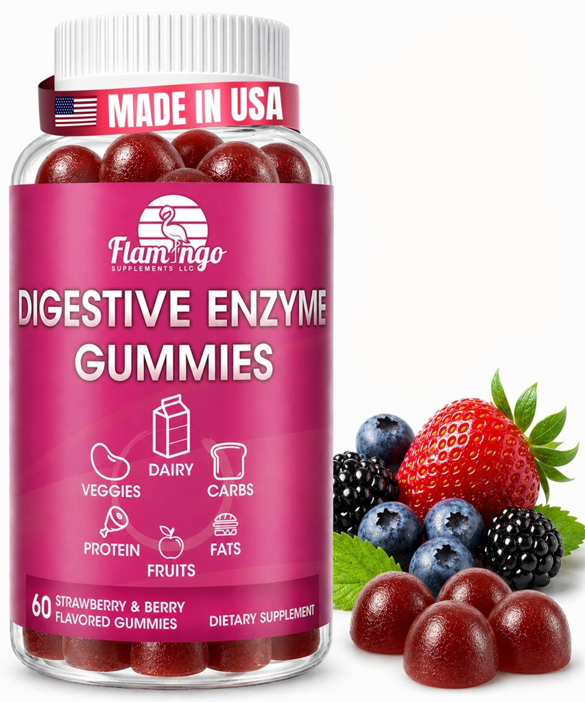 Verdauungsenzyme Kaugummis: Hilft Nahrungsintoleranz, Debloat und Digest Dairy, Carbs, Veggies, Protein, Frucht - Amylase Protease Lipase Lactase- Natürlich entflammte Vegan-Gummien. 60 Zähler
