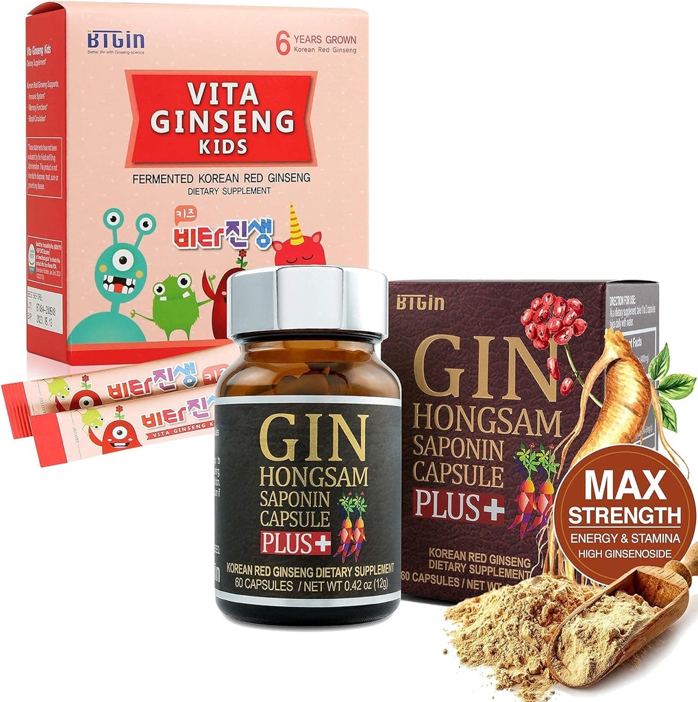 Gin Hongsam Saponin Kapsel Plus + VITA Ginseng Kids Premium Bundle