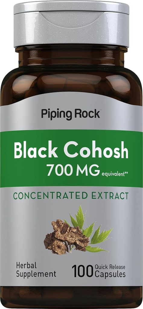 Piping Rock Black Cohosh Root Extract | 700 mg | 100 Kapseln | Konzentratiert | Non-GMO, Glutenfreie Ergänzung
