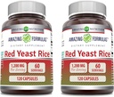 Erstaunliche Formeln Red Yeast Rice 1200mg Pro Servierkapseln Ergänzung | Non-GMO | Gluten Free | Made in USA (120 Count | 2 Pack)