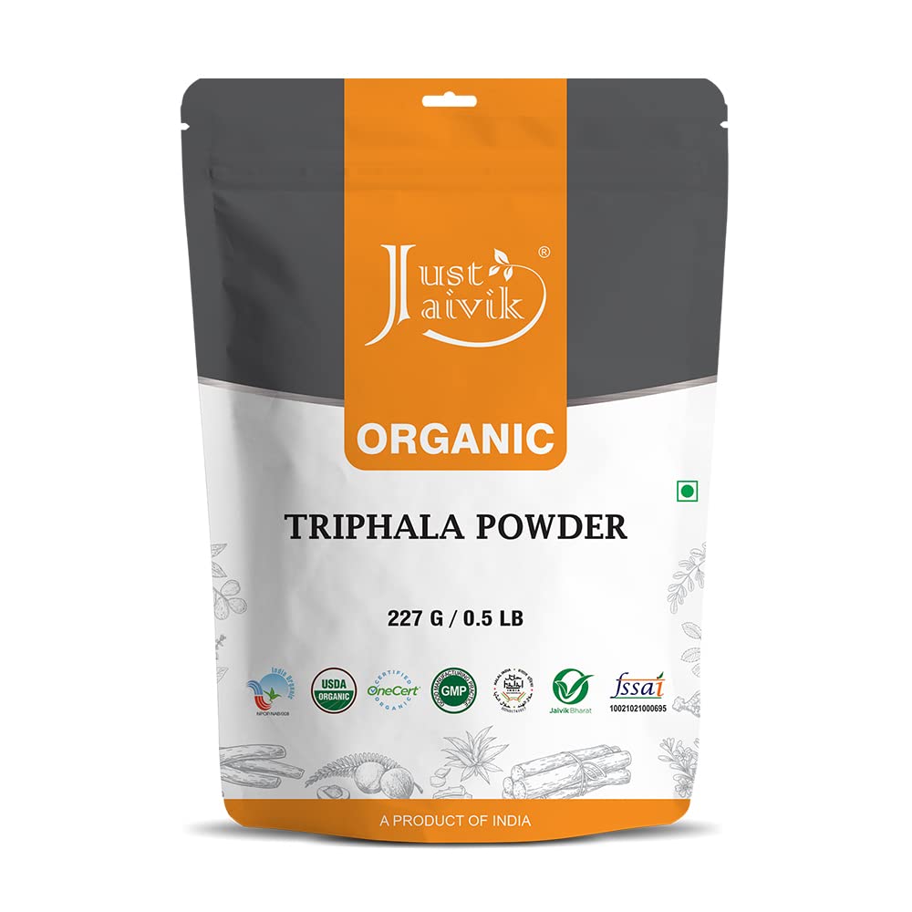Just Jaivik 100% Bio Triphala Pulver 227 gm / 0.5 lb | Unterstützt Immunität & Verdauungsfunktionen | Natürliches Antioxidans | Certified Organic von OneCert Asia