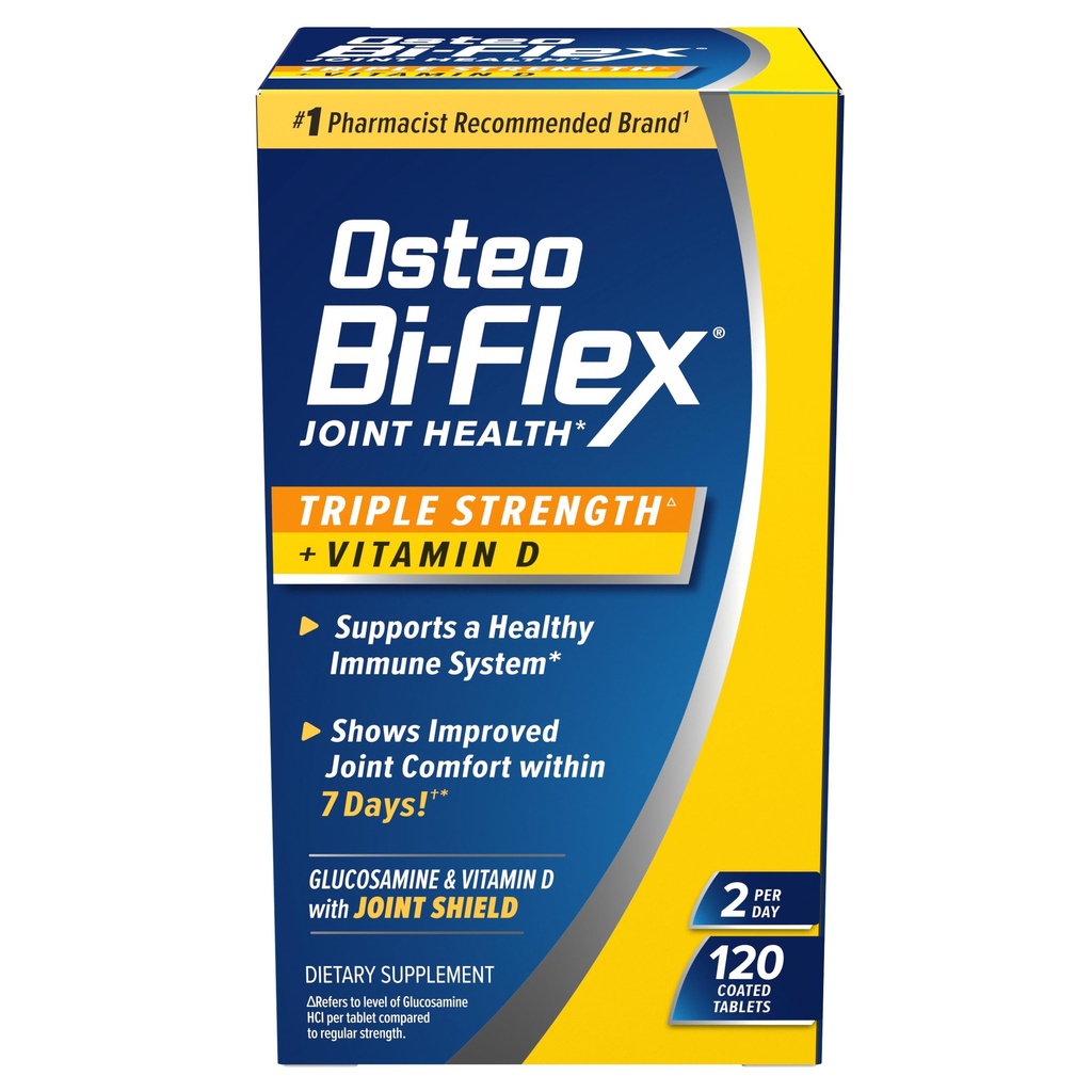 Osteo Bi-Flex Triple Stärke mit Vitamin D Glucosamine Chondroitin Joint Health Supplement, Beschichtete Tabletten, Rot, 120 Zähler