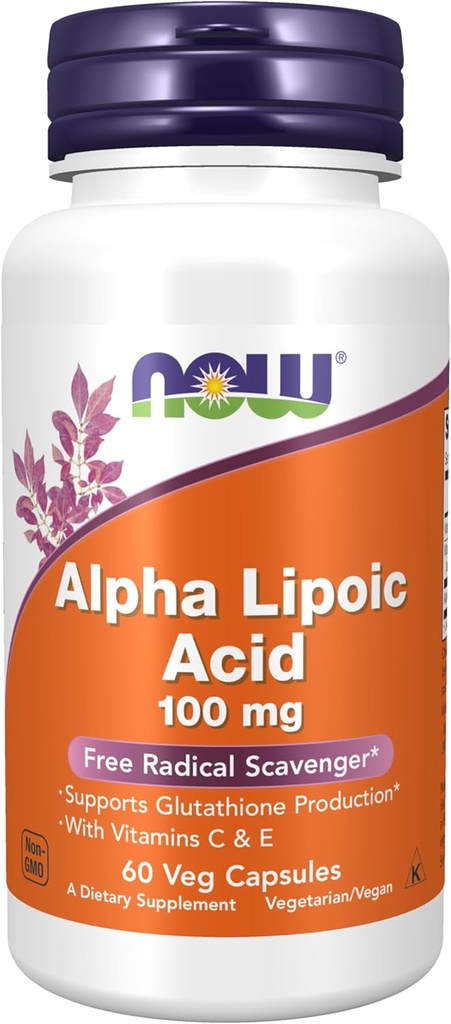 JETZT Nahrungsergänzungsmittel, Alpha-Liposäure 100 mg mit Vitaminen C & E, freie Radikalfänger*, 60 Veg-Kapseln