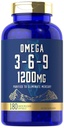 Carlyle Omega 3 6 9 Supplément $ 1 200mg $ 180 Capsules Softgel $ Complexe Triple Omega $ Huiles de poisson, de lin et de fourrage avec EPA et DHA $ Non-OGM et sans gluten