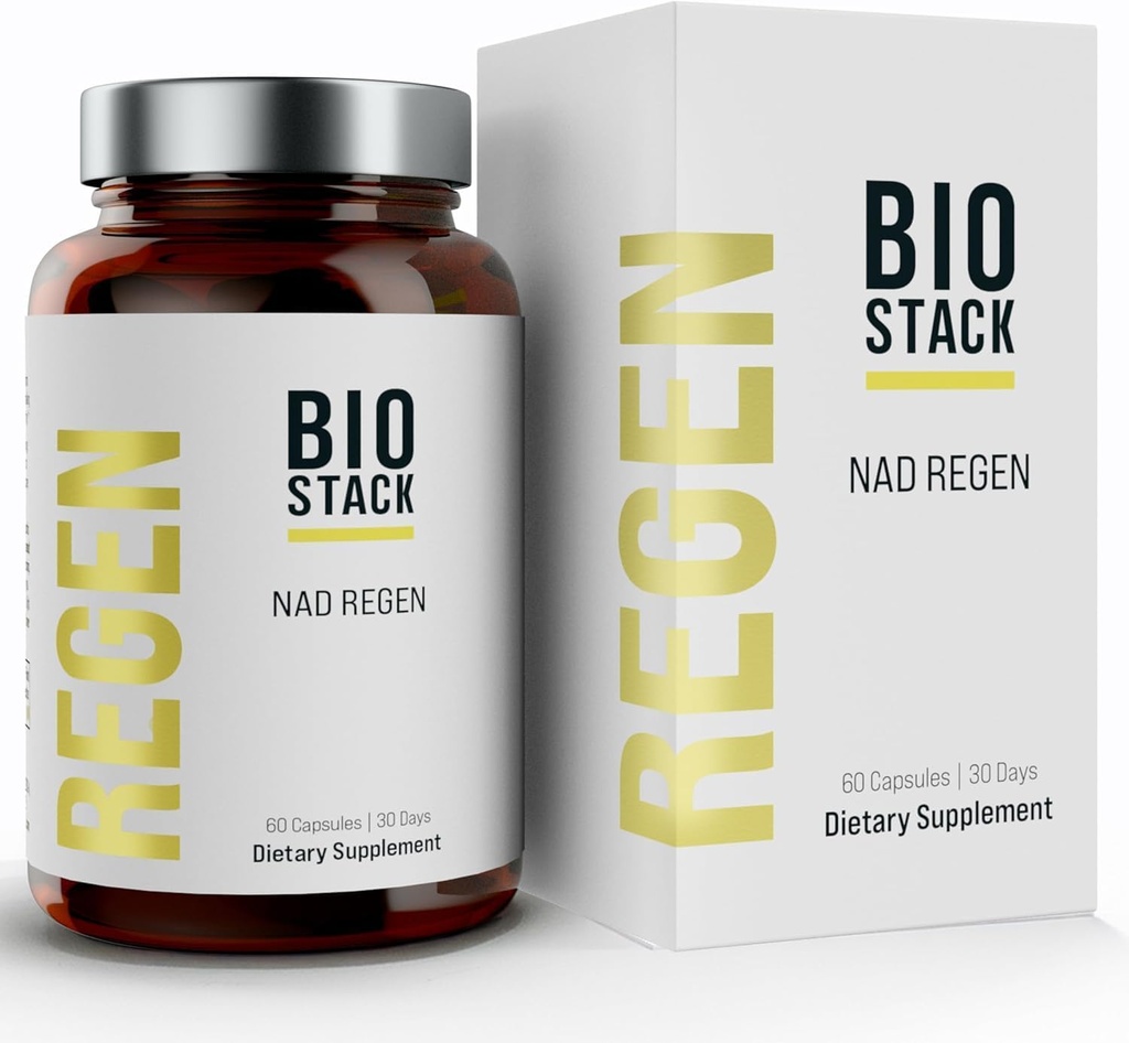 BIOSTACK NAD Regen - Advanced NAD+ Ergänzung mit NAD3, Yüth Spermidin, Resveratrol, Niacinamid | NMNH Alternative | Anti Aging, Langlebigkeit & Cellular Health, Vitamin B3 Complex (180 Kapseln)