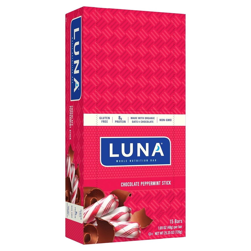 LUNA BAR - Glutenfreie Snack-Bars - Schokolade Pfefferminz-Stick -8g Protein - Non-GMO - Pflanzen-Based Wholesome Snacking - Auf den Go Snacks (1.69 Ounce Snack Bars, 15 Count)