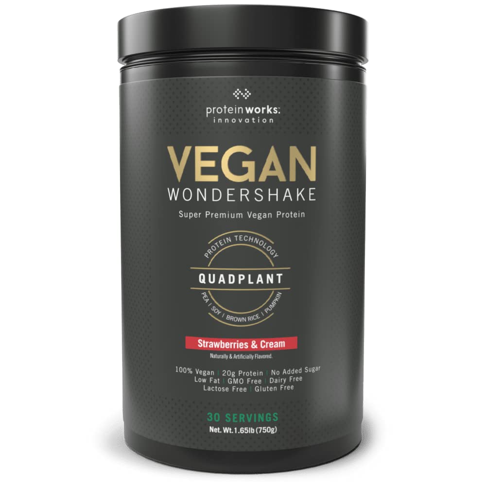 Protein Works - Vegan Wondershake | Vegan Protein Shake | Super Glatte, Erstaunlicher Geschmack | 30 Servierungen | Erdbeeren & Cream