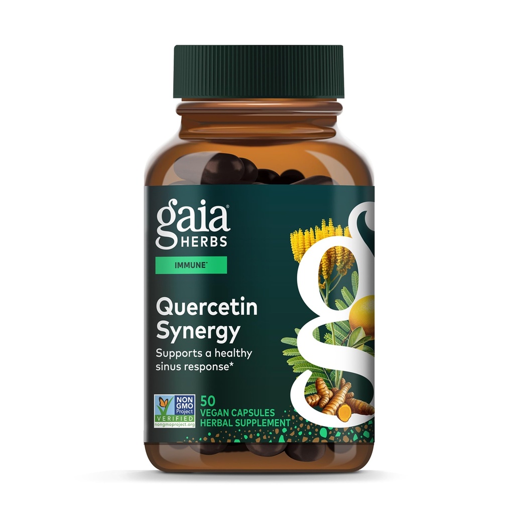 Gaia Herbs Quercetin Synergy - soutient l'immunité - avec extrait de citron fruit - 50 capsules végétaliennes (approvisionnement de 50 jours)