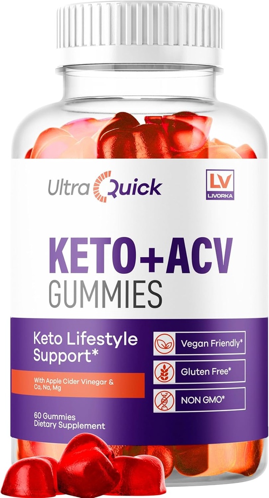 LIVORKA Ultra Quick Keto ACV Gummies - Ultra Quick Gummies, UltraQuick Keto Plus ACV Gummies, Ultra Quick Keto ACV Gummies Unterstützung, UltraQuick Keto ACV Gummies, UltraQuick, 60 Gummies für 1 Monat