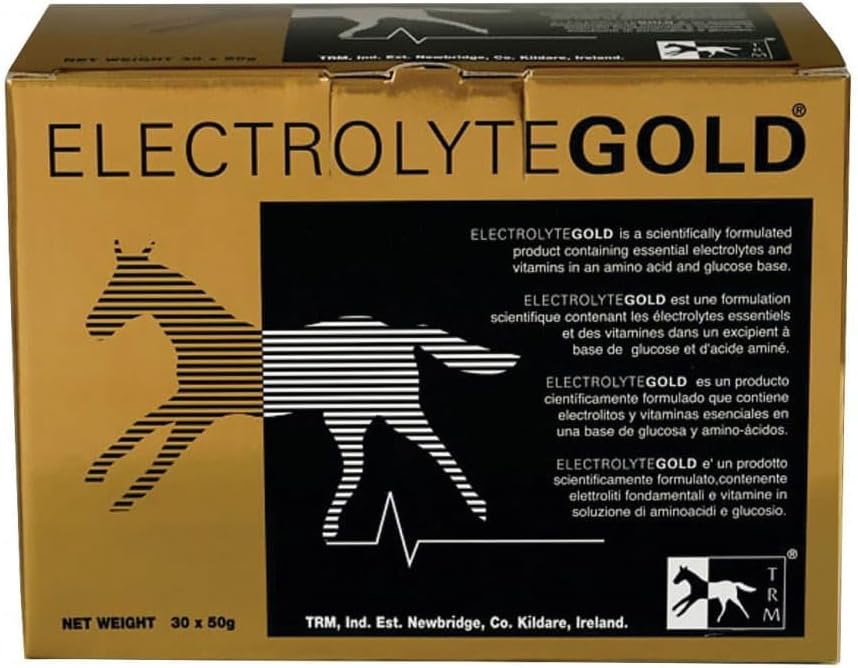 TRM Electrolyte Gold Performance Pferdefütterung Ergänzung für Elektrolyt Replenishment | Combats Fatigue | Enthält Vitamine C & E - 30 Qty x 1.76 Unze (30 Qty x 50g) - 30 Qty x 1.76 Unze