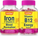 WellJa Iron+Vitamin C + Vitamin B12 1000mcg, Gummis Bundle - Große Verkostung, Vitamin-Ergänzung, Glutenfrei, GMO frei, Kaugummi