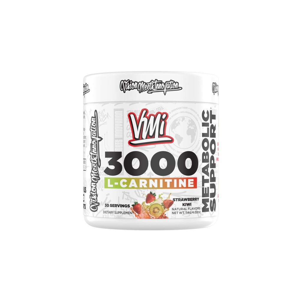 VMI Sports L-Carnitine 3000 Poudre de 3000 $ 3000 mg L-Carnitine $ Soutien métabolique Formule d'absorption maximale $ Grand goût pour les hommes et les femmes $ 30 portions (30 portions, fraise Kiwi)