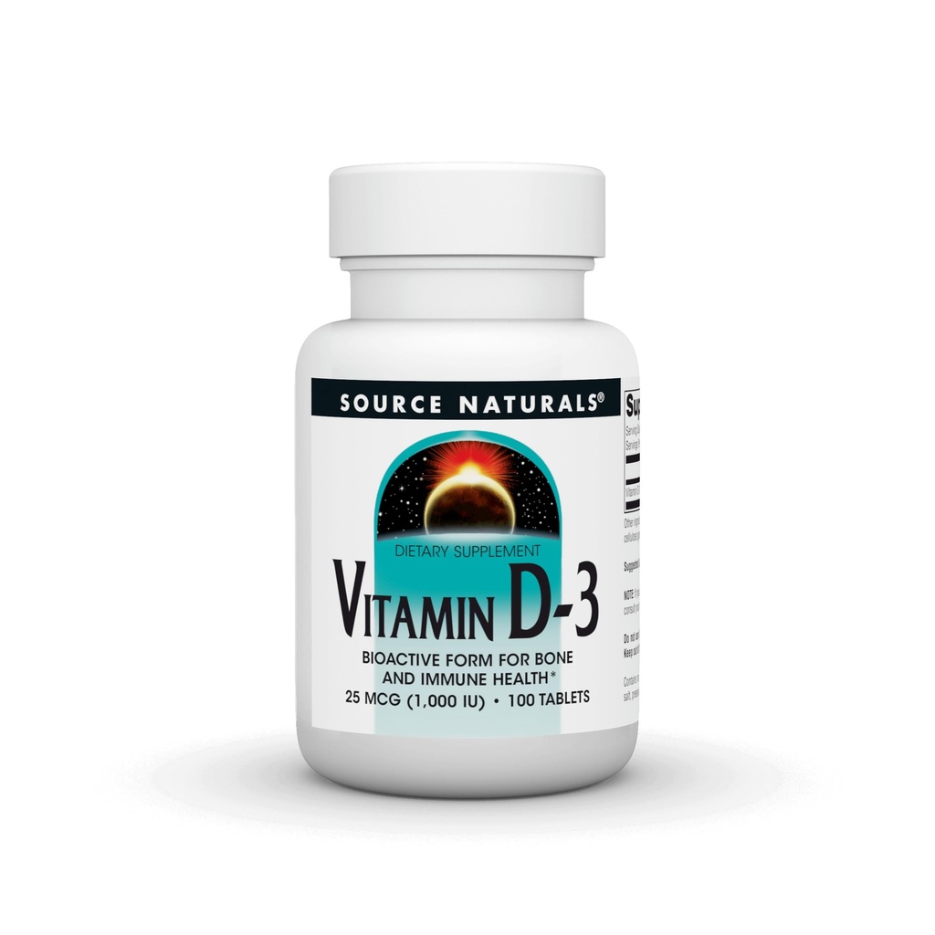 Source Naturals Vitamine D-3 1000 iu soutient la santé des os et des immunones* - 100 comprimés