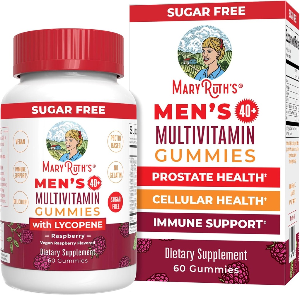 MaryRuth Organics Multivitamin for Men 40+ | Sugar Free | Vegan Mens Vitamins | Immune Support Daily Men's Multivitamin | Gummy Vitamins for Men | 60 Count
