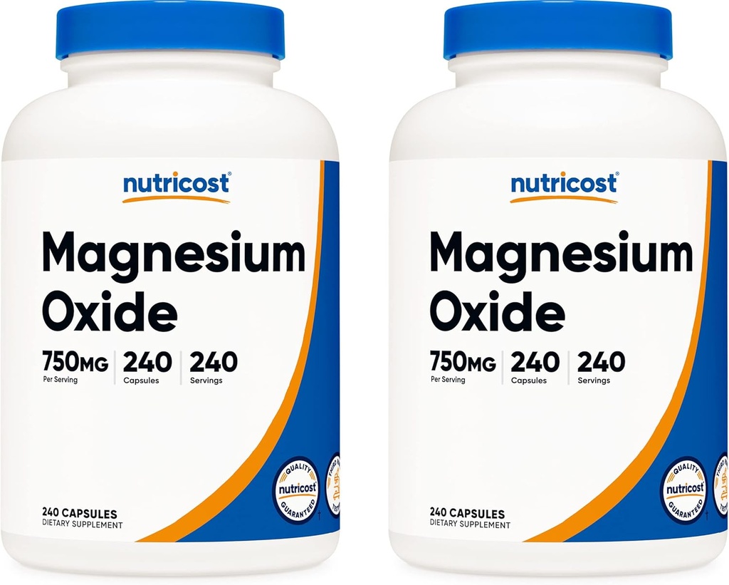 Nutricost Oxyde de magnésium 750mg, 240 Capsules (2 bouteilles)