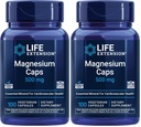Life Extension Magnesium Caps, 500 mg, Magnesiumoxid, Citrat, Succinate, Herzgesundheit, Gesunde Knochen, Stoffwechselunterstützung, 100 vegetarische Kapseln (Pack von 2)