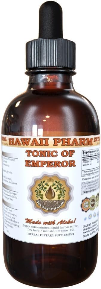 Hawaii Pharm Shiitake, Maitake, Cordiceps, Reishi Extrait liquide, Chiitake séché biologique, Maitake, Cordiceps, Teinture Reishi, Supplément à base de plantes, Fabriqué aux États-Unis, 4 fl.oz