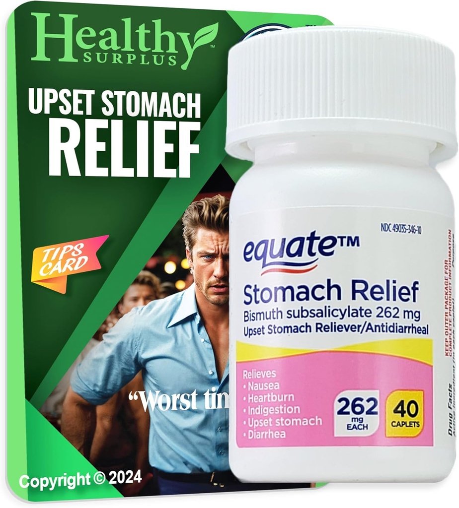 Soulagement de l'estomac en surplus sain - Bismuth Subsalicylate 262 mg 40 Caplets