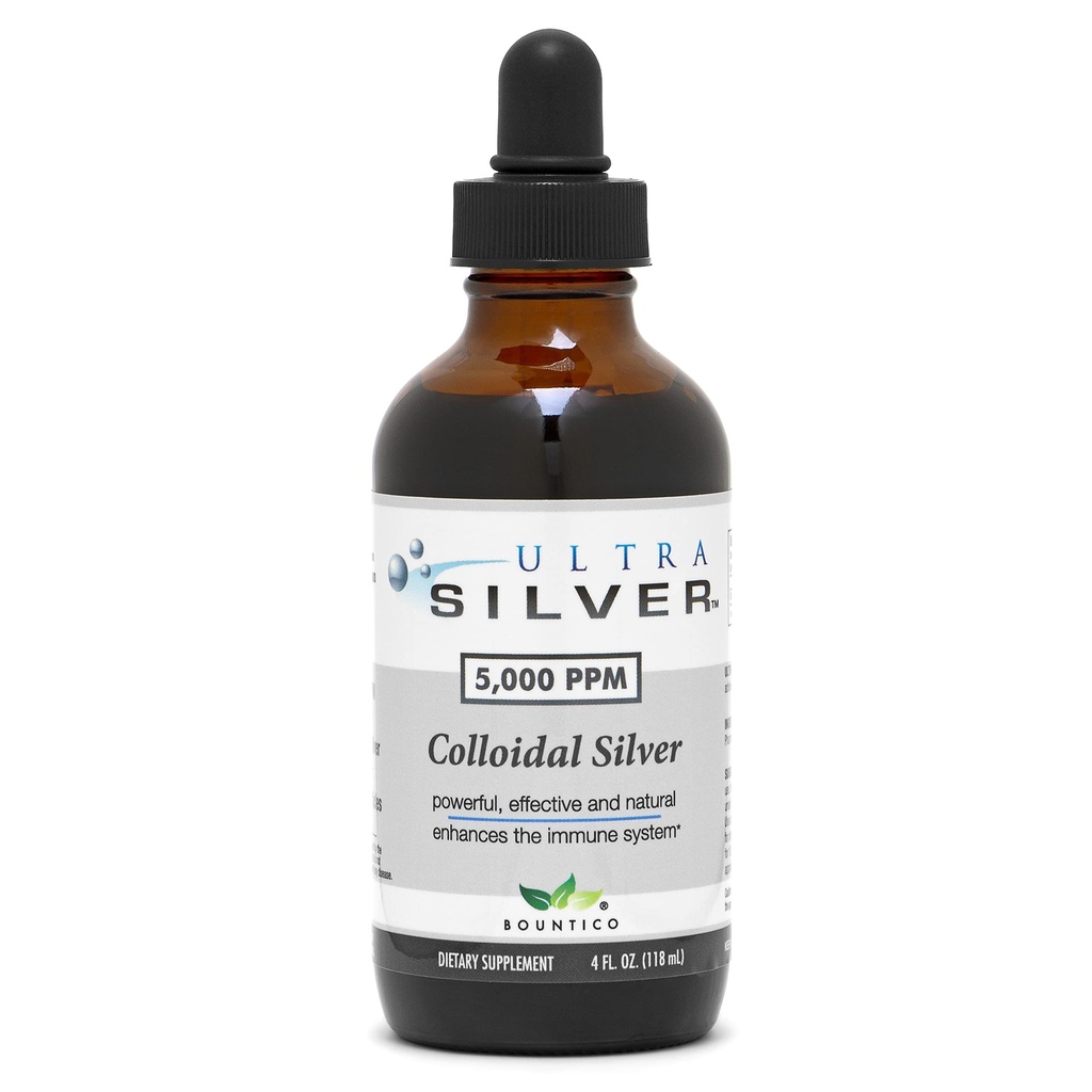 Ultra Silver® Colloidal Silver | 5.000 PPM, 4 Oz (118mL) | Mineralische Beilage | True Colloidal Silver - mit Tropfen