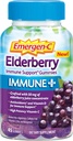Emergen-C Immune+ Elderberry Gummies, 750 mg Vitamin C mit Vitamin D, Zink und Elektrolyten, Immununterstützung Nahrungsergänzung, Koffeinfrei, Glutenfrei, Elderberry Flavor - 45 Count