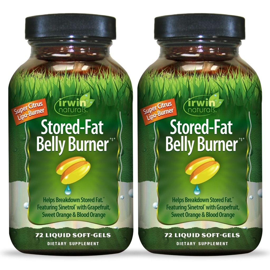 Irwin Naturals Stored-Fat Belly Burner - 72 Liquid Soft-Gels, Paket von 2 - Hilft den Abbau von gespeichertem Fett zu unterstützen - 48 Gesamt Servierungen