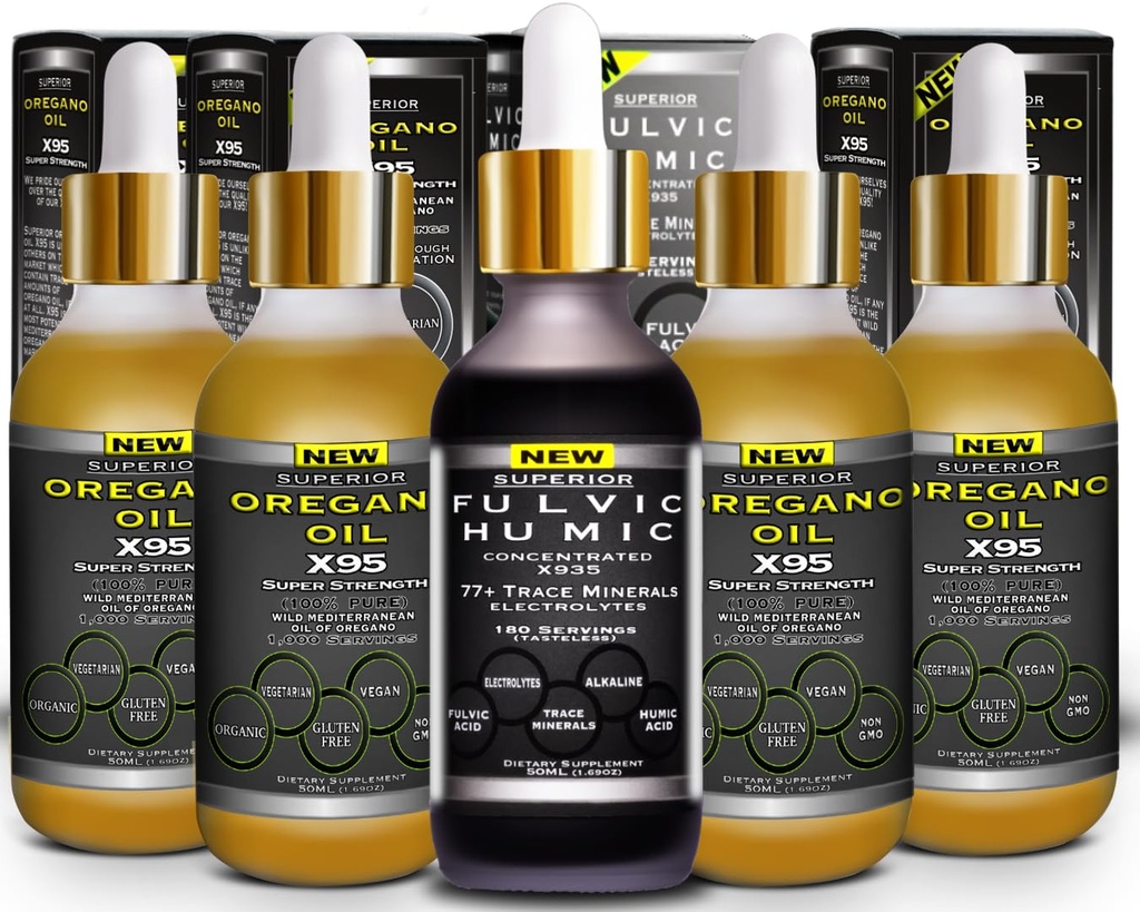Fulvic Säure Humic Ionic Trace Mineral Tropfen mit Elektrolyten Plus Oregano Öl Tropfen Super Kraft mehr Vielseitig Dann Öl von Oregano Softgels und Kapseln