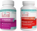 20% Bundle Utiva Cranberry PACs 30 Vegi Capsules Supplément de canneberge pour la santé urinaire des femmes et des hommes + Utiva D-Mannose 500mg 120 Capsules naturellement Flush The Bladder and Urinary Tract