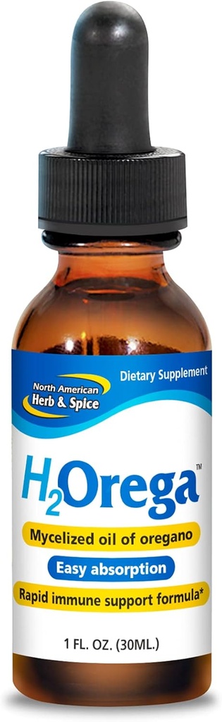 NORTH AMERICAN HERB & SPICE H2Orega - 1 fl. oz. - Mycelized Oil of Oregano - Rapid Immune Support Formula - Einfache Absorption - Non-GMO - 173 Servietten