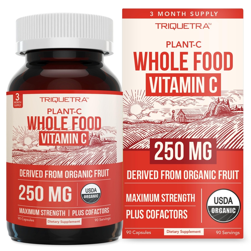 Bio-Vitamin C | Ganzes Nahrungs-Vitamin C von Fruit Plus Absorptions Cofactors - Vegan, Enhanced Bioverfügbarkeit - Immununterstützung, Antioxidans, Total Health (90 Portionen)