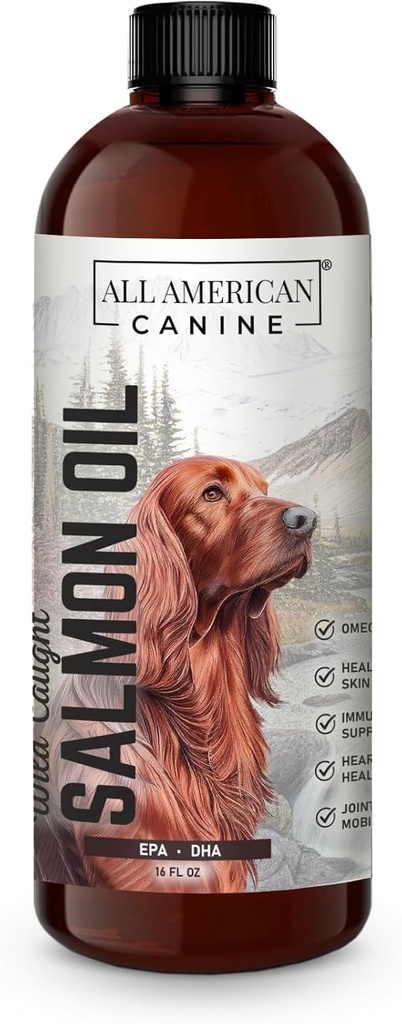 Wild Caught Lachsöl | Optimale Quelle Omega 3 Fish Oil Liquid Nahrungsergänzung für Hunde Haut, Mantel, Gelenk und Immune Gesundheit, 16 fl oz