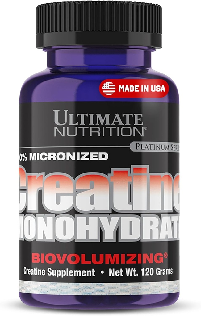 Ultimate Nutrition Unflavored Micronized Creatine Monohydrat Pulver für Männer & Frauen, 120g - Workout Performance Supplement für Muskelwachstum & Kraft-Gebäude - Keto-Friendly & Gluten-Free