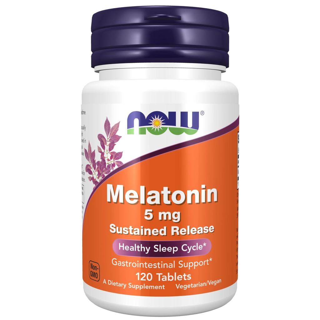 MAINTENANT Aliments suppléments, Mélatonine 5 mg, libération prolongée, formulé pour une période de libération de 4 heures, 120 comprimés