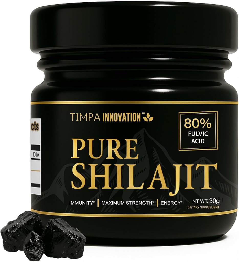 Authentique Himalayan Shilajit Resin, Chilajil para Hombre 100 Original, 100% Or Pure Grade Shilajit, avec 85+ Trace Minerals et 80% Acide Fulvic, pour hommes et femmes 30g 50 portions