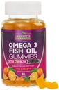 Omega 3 Fish Oil Gummis, Herz Gesund Omega 3 Gummy Supplement mit hoher Absorption DHA & EPA, Extra Strength Joint & Brain Support, Delicious Orange Flavor Fish Oil Nature's Vitamin - 60 Gummis