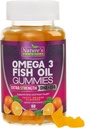 Omega 3 Fish Oil Gummis, Herz Gesund Omega 3 Gummy Supplement mit hoher Absorption DHA & EPA, Extra Strength Joint & Brain Support, Delicious Orange Flavor Fish Oil Nature's Vitamin - 60 Gummis