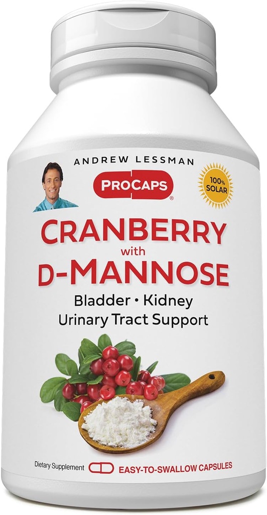 ANDREW LESSMAN Cranberry mit D-Mannose - 30 Kapseln - Unterstützt Blasen, Nieren und Harnwege Gesundheit. High Potency Standardisierte Cranberry Konzentrat und D-Mannose. Einfach zu Swallow Kapseln