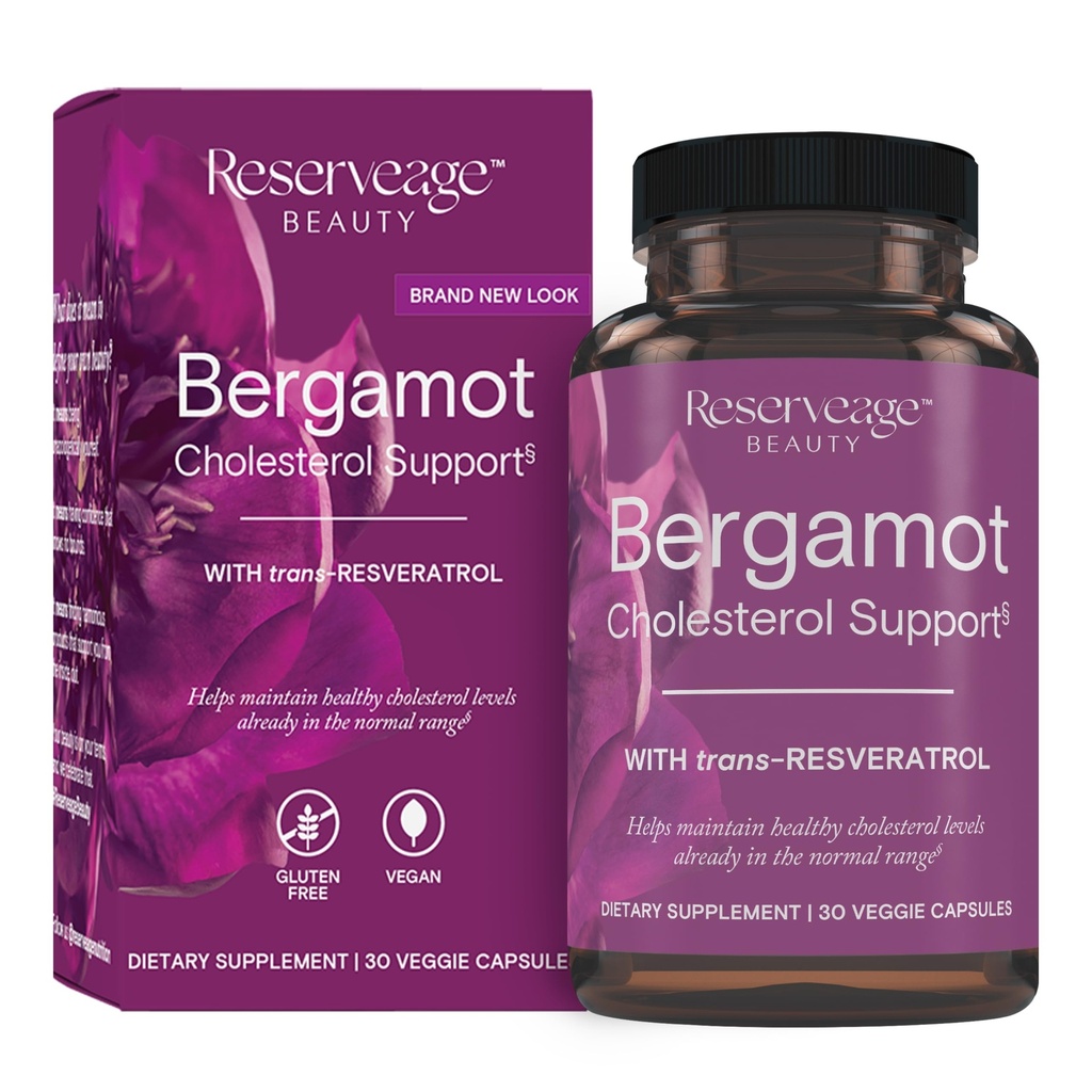 Réserve Beauté Bergamot Cholestérol Support avec Resveratrol - Supplément antioxydant pour le soutien cardiovasculaire et la santé cardiaque - Vegan & Non-OGM - 30 capsules (30 portions)