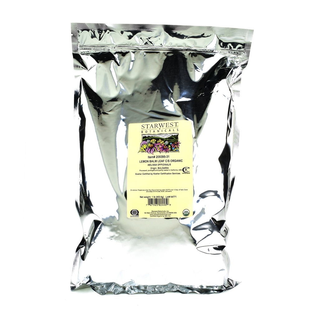 Starwest Botanicals Feuille de baume de citron biologique C/S, 1 livre
