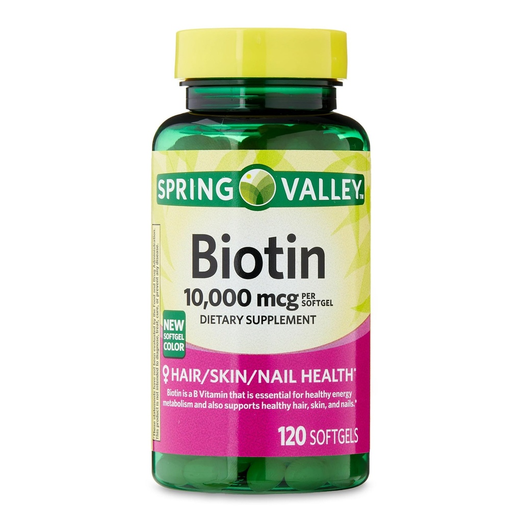 IKJ Biotine Cheveux/Peau/Nails Supplément alimentaire pour la santé Softgels, 10 000 mcg, 120 Compte